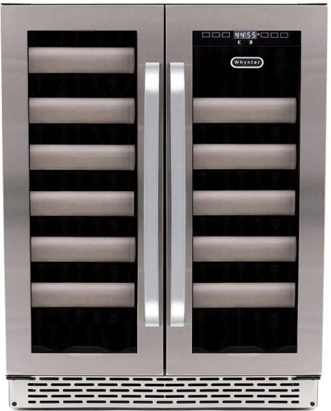 Whynter BWR-401DS Elite 40 Bottle Seamless Stainless Steel Door Dual Zone Built-in Wine Refrigerator, 40 Bottle Capacity, 4 1 F Minimum Temperature, 2 Number of Doors, 11 Number of Shelves, 2 Number of Temperature Zones, 24