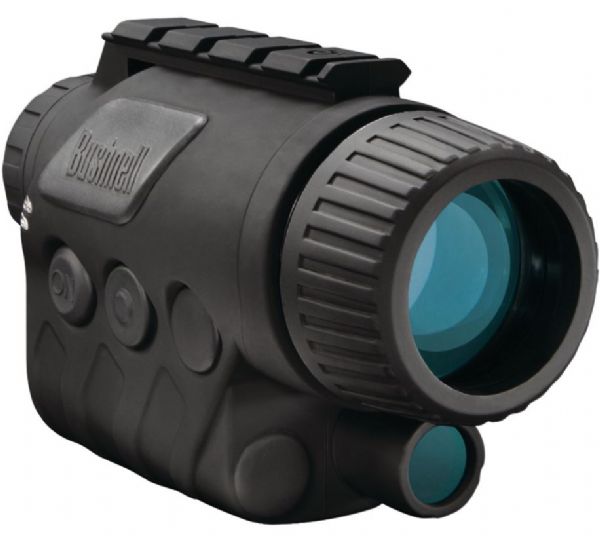 Bushnell 260440 Equinox Digital Night Vision Monocular, 4x Magnification, 5.7 / 30' at 100 yd / 10 m at 100 m Angle/Field of View, 40 mm Objective Lens System, 738' / 225 m Maximum Viewing Range, 12 mm Eye Relief, Wide/Narrow Infrared Illuminator, Compact and Lightweight Monocular, Integrated Accessory Rails, Durable Rubber Housing, IPX4 Water-Resistant, Analog Video Out Capable, UPC 029757269423 (260440 260-440 260 440 26-0440 26 0440)