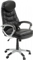 Innovex C0371L29 Imperium High-Back Leather Executive Office Chair, Plush cushioning for long term seating, Dual padded arm rest system for maximum comfort, Tilt tension, upright locking support and lumbar adjustment, One touch pneumatic lift, Black Base Finish, Leather Exterior Seat Material, Adjustable Height, UPC 811910037129 (C0371L29 C-0371L-29 C 0371L 29) 