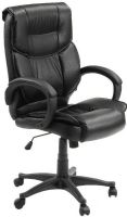 Innovex C0417L29 Primus High-Back Leather Executive Office Chair, Black Base Finish, Black Finish, Leather Exterior Seat Material, Plush cushioning for long term seating, Dual padded arm rest system for maximum comfort, Tilt tension, upright locking support and lumbar adjustment, 48.8'' H x 26.8'' W x 27.2'' D, UPC 811910041720 (C0417L29 C0-417L-29 C0 417L 29) 