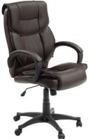 Innovex C0417L99 Primus High-Back Leather Executive Office Chair, Leather Exterior Seat Material, Plush cushioning for long term seating, Dual padded arm rest system for maximum comfort, Tilt tension, upright locking support and lumbar adjustment, Black Base Finish, Brown Finish, 48.8'' H x 26.8'' W x 27.2'' D, UPC 811910041799 (C0417L99 C0-417-L99 C0 417L 99) 