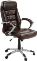 Innovex C0575L99 Excelsus High-Back Leather Executive Office Chair, Black Base Finish, Leather Exterior Seat Material, Plush cushioning for long term seating, Dual padded arm rest system for maximum comfort, Tilt tension, upright locking support and lumbar adjustment, Brown Color, 48.4" H x 26.4" W x 26.8" D, UPC 811910057592 (C0575L99 C0-575L-99 C0 575L 99) 