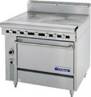 Garland C0836-11M Cuisine Series Heavy Duty Range, 40,000 BTU oven burner, Fully insulated oven interior, 1-1/4" NPT front gas manifold, Stainless steel front and sides, Full-range burner valve control, 6" - 152mm chrome steel adj. legs, 6" - 152mm H stainless steel stub back, 18" - 457mm front fired hot top section 37,500 BTUs, 18" - 457m even heat hot top section, 32,500 BTUs, Stainless steel front rail with position adjustable bar (C0836-11M C0836 11M C0836 11M) 