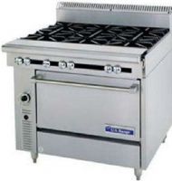Garland C0836-13CM Cuisine Series Heavy Duty Range, 40,000 BTU oven burner, Fully insulated oven interior, Stainless steel front and sides, 1-1/4" NPT front gas manifold, One-piece cast iron top grates, Open top burners 30,000 BTU, Full-range burner valve control, 6" - 152mm chrome steel adj. legs, 12" - 305mm hot top section 25,000 BTUs, 6" - 152mm high stainless steel stub back (C0836-13CM C083613CM C0836 13CM) 