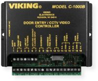 Viking Electronics  C1000B Two Door Entry and CCTV Camera Controller; Black;  Allows two Viking doorboxes or Viking paging amplifiers to share a single telephone line with a residential or business telephone system;  Programmable door strike activation code; Doorbox triggered CCTV camera switching; UPC 615687222463 (C1000B C-1000B C1000BVIKINGELECTRONICS C1000B-VIKINGELECTRONICS C1000BCAMERACONTROLLER C1000B-CAMERACONTROLLER) 