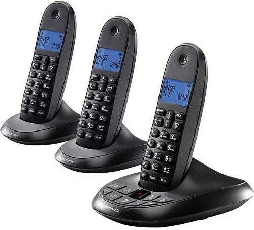 Motorola C1013LX DECT 6.0 Cordless Phone System with Caller ID and 3 Headset, DECT 6.0 technology, Amber backlit LCD display, 50 name & number phone book, 10 last-number redial, 5 monophonic ringer melodies, Intercom/call transfer between handsets, Caller ID/Call waiting, 20-entry calls list, 3 languages (English, Spanish and France), UPC 816479012266 (C-1013LX C10-13LX C1013-LX)