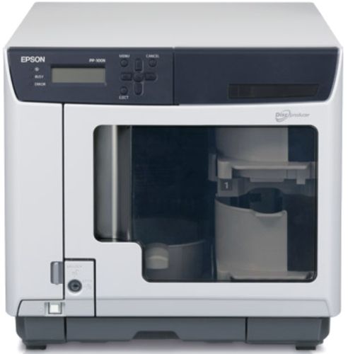 Epson C11CA31101 Model PP-100N Discproducer Network Disc Publisher, Unattended Operation, 100 Disc Capacity, Print Speed Mode Up to 60 Discs/Hour, Print Speed Quality Mode Up to 40 Discs/Hour, Six High Capacity Ink Cartridges, Prints And Burns Up To 30 CDs Or 15 DVDs/Hour, Acugrip Technology Minimizes Two-Disc Feeding (C11-CA31101 C11C-A31101 C11CA-31101 PP100N PP 100N)