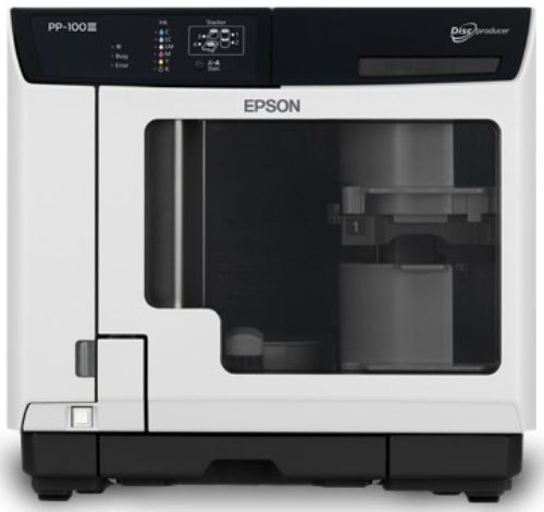 Epson C11CH40001 Model PP-100II CD/DVD/Blu-ray Disc Publisher and Printer, Print Speed Mode Up to 60 Discs/Hour, Print Speed Quality Mode Up to 40 Discs/Hour, Publishing CD Speed Up to 30 Discs/Hour, Publishing DVD Speed Up to 15 Discs/Hour, Publishing Blu-ray Speed Up to 8.5 Discs/Hour, Total Disc Maker Software, MicroPiezo Printing Technology (C11-CH40001 C11CH-40001 C11C-H40001 PP100II PP 100II)