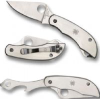 Spyderco C175P ClipiTool Knife with Bottle Opener and Screwdriver, 4.59/4.57" (117/116 mm) length overall, 2.02/2.00" (51/51 mm) blade length, 8Cr13MoV blade steel, 2.57" (65 mm) length closed, 1.75" (44 mm) cutting edge, 0.079/0.079" (2.0/2.0 mm) blade thickness, Stainless Steel handle material, Weight 1.9 oz (54 g), UPC 716104009770 (C-175P C175-P C175) 