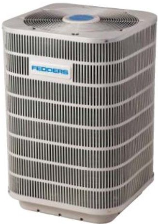 Fedders C24ABD1VF Condensing Unit, 24000 BTU, Efficiency rating of 13 SEER, Cooling capacity of 2 tons, Galvanized steel exterior cabinet, 1,000-hour salt spray, powder-coated finish, Powder-coated fan guard, Full louvered panel to protect coil, Formed base with 21/2
