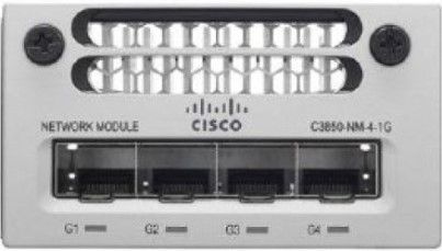 Cisco C3850-NM-4-1G= Catalyst 4 x 1 Gigabit Ethernet Module Spare Fits with Cisco Catalyst 3850 Series LAN Base switches, UPC 882658547768 (C3850NM41G= C3850-NM-4-1G C3850-NM4-1G= C3850NM-41G= C3850NM41G)