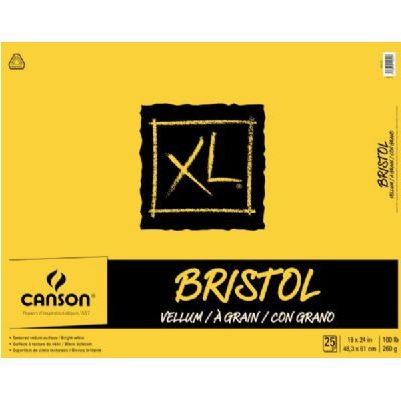 Canson 400077201 Vellum Bristol Pad (Fold Over) 19 x 24 inches, Quantity 25, Color White/Ivory; Bright white bristol stock; The vellum (textured) surface is ideal for dry media such as pencil, charcoal, and pastel; Fold over bound pad; 25 sheets; 100 lb/260g; Acid-free; Shipping Dimensions 2.41 x 1.90 x 0.10 inches; Shipping Weight 5.25 lbs; EAN/JAN 3148950118417 (C400077201 C-400077201 C/400077201 CANSON400077201 CANSON-400077201)