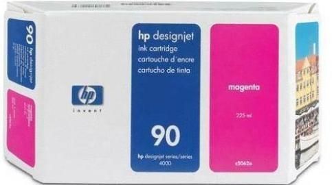 HP Hewlett Packard C5062A model 90 Magenta Ink Cartridge For use with HP Designjet 4000 series Printers, Inkjet Print Technology, Dye-based Ink Type, 225 ml Ink Volume, New Genuine Original OEM HP Hewlett Packard Brand, UPC 829160222639 (C 5062A C-5062A C5062 A C5062-A)