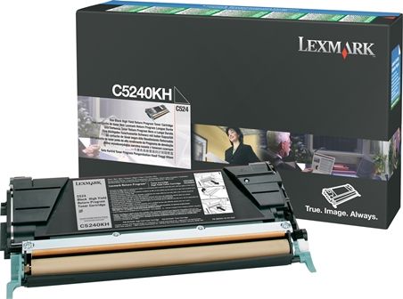 Lexmark C5240KH Black High Yield Return Program Toner Cartridge, Works with Lexmark C524 C524dn C524dtn C524n C524tn C532dn C532n C534dn C534dtn and C534n Printers, Up to 8000 standard pages in accordance with ISO/IEC 19798, New Genuine Original OEM Lexmark Brand, UPC 734646396745 (C5240-KH C5240 KH C5240K)