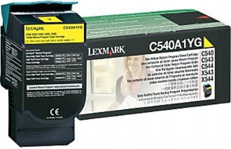 Lexmark C540A1YG Yellow Return Program Toner Cartridge, Works with Lexmark C540n C543dn C544dn C544dtn C544dw C544n C546dtn X543dn X544dn X544dtn X544dw X544n X546dtn X548de and X548dte Printers, Up to 1000 standard pages in accordance with ISO/IEC 19798, New Genuine Original OEM Lexmark Brand (C540-A1YG C540 A1YG C540A-1YG C540A 1YG)