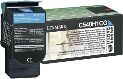 Lexmark C540H1CG Cyan High Yield Return Program Toner Cartridge, Works with Lexmark C540n C543dn C544dn C544dtn C544dw C544n C546dtn X543dn X544dn X544dtn X544dw X544n X546dtn X548de and X548dte Printers, Up to 2000 standard pages in accordance with ISO/IEC 19798, New Genuine Original OEM Lexmark Brand (C540-H1CG C540 H1CG C540HCG C540H 1CG)