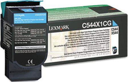 Lexmark C544X1CG Cyan Extra High Yield Return Program Toner Cartridge For use with Lexmark X544dn, X544dtn, X544n, X544dw, C544dn, C544dtn, C544dw and C544n Printers, Up to 4,000 standard pages in accordance with ISO/IEC 19798, New Genuine Original Lexmark OEM Brand, UPC 734646083546 (C544-X1CG C544 X1CG C544X-1CG)