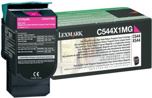 Lexmark C544X1MG Magenta Extra High Yield Return Program Toner Cartridge, Works with Lexmark C544dn, C544dtn, C544dw, C544n, C546dtn, X544dn, X544dtn, X544dw, X544n, X546dtn, X548de and X548dte Printers, Up to 4000 standard pages in accordance with ISO/IEC 19798, New Genuine Original OEM Lexmark Brand (C544-X1MG C544 X1MG C544X1M C544X1)