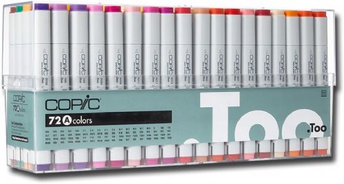 Copic C72A Markers Classic, 72 Color Set A; Packaged in a clear plastic case, a copic set is the ideal way to begin or add to a marker collection; Refillable markers and replaceable nibs; Compatible with copic air brush system; Alcohol-based ink is permanent and non-toxic; Dries-acid-free; Includes Broad Chisel nib and a Fine Point nib (Does not include Brush nib); Dimensions 12.88