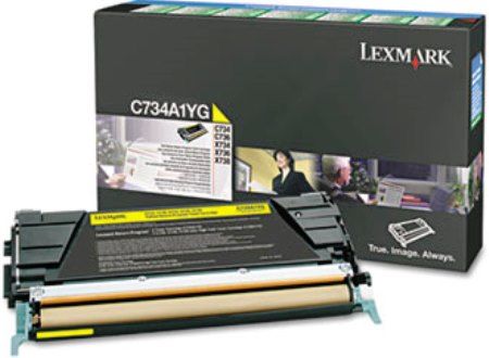 Lexmark C734A1YG Yellow Return Program Toner Cartridge For use with Lexmark X736de, X738de, X734de, X738dte, C734dn, C736dn, C736n, C736dtn, C734dtn, C734n and C734dw Printers, Up to 6000 standard pages in accordance with ISO/IEC 19798, New Genuine Original Lexmark OEM Brand, UPC 734646047579 (C734-A1YG C734A1YG C734A-1YG C734A1-YG)