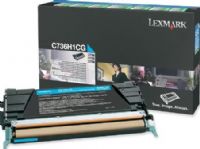Lexmark C736H1CG Cyan High Yield Return Program Toner Cartridge For use with Lexmark X736de, X738de, X738dte, C736dn, C736n and C736dtn Printers, Average Yield Up to 10000 standard pages in accordance with ISO/IEC 19798, Lexmark Cartridge Collection Program, New Genuine Original Lexmark OEM Brand, UPC 734646148795 (C736-H1CG C736 H1CG C-736H1CG C736H1C) 