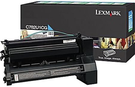 Lexmark C782U1CG Cyan XL Extra High Yield Return Program Print Cartridge For use with Lexmark X782e XL, C782n XL, C782dn XL and C782dtn XL Printers; Up to 16500 standard pages in accordance with ISO/IEC 19798, New Genuine Original Lexmark OEM Brand, UPC 734646149495 (C782-U1CG C782 U1CG C782U1C C782U1)