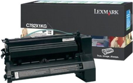 Lexmark C782X1KG Model C782 Black Extra High Yield Return Program Print Cartridge, Works with Lexmark C782dn C782dtn C782n and X782e Printers, Up to 15000 standard pages in accordance with ISO/IEC 19798, New Genuine Original OEM Lexmark Brand, UPC 734646018777 (C782-X1KG C782 X1KG)