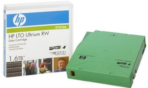 HP Hewlett Packard C7974A LTO4 Ultrium RW Data Cartridge, 1.6 TB, Native AES-256 bit key encryption enabled, Trasfer speeds up to 240 MB sec. (2:1), Smoother base film and smaller magnetic particles increase the bit density, allowing more data to be recorded in the same amount of tape, UPC 882780869820 (C-7974A C7974-A C7974)