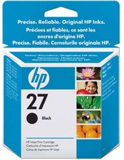 HP Hewlett Packard C8727AN model HP 27 Black Inkjet Print Cartridge For use with HP Deskjet, HP Photosmart and HP PSC Printers, Inkjet Print Technology, 220 Pages Letter at 5 % Coverage Print Yield, Pigmented Ink Type, 10 ml Ink Volume, New Genuine Original OEM Hewlett Packard Brand, UPC 808736152662 (C8727AN C87-27AN C87 27AN HP-27 HP27) 