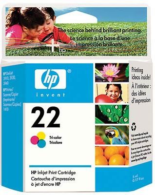 HP Hewlett Packard C9352AN HP 22 Tricolor Inkjet Print Cartridge for DeskJet 3930/3940 Printers; Approx. 140 color graphics pages; Ink volume 5 ml, New Genuine Original OEM HP Hewlett Packard Brand, UPC 829160897585 (C-9352AN C9352-AN C 9352AN C9352A C9352 C9352AN#140 C9352AN140)