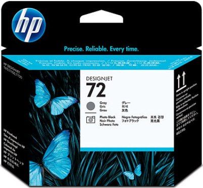 HP Hewlett Packard C9380A HP 72 Gray and Photo Black Printhead, Work with HP Designjet T610 and T1100 series printers, HP's innovative, large printhead design places ink drops with pinpoint accuracy, With the trouble-free printing of Original HP supplies, avoid the trial and error that costs you time, New Genuine Original OEM HP Hewlett Packard, UPC 808736779593 (C93-80A C9380 HP72 HP-72)