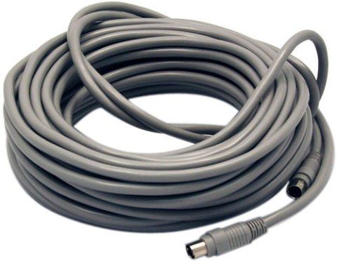 Clover Electronics CA060 Extension Cable DIN 6 Pin, Utilizes six-pin mini-DIN connectors, Double-sided male connectors, 6-pin DIN male Connector 1, 6-pin DIN male Connector 2, 60-feet long, black in color, For use with Clover's DQ-200 and DQ-205 surveillance cameras (CA060 CA-060 CA 060)