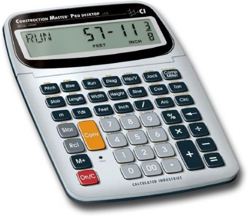 Calculated Industries CA231 Construction Master Pro, Desktop Calculator; Includes CD-ROM with English and Spanish how-to CD and user guides, long-life battery; Extra-large display and tilt head for office use; UPC 098584440602 (CALCULATEDINDUSTRIESCA231 CALCULATEDINDUSTRIES CA231 CALCULATED INDUSTRIES CA 231 CALCULATEDINDUSTRIES-CA231 CALCULATED-INDUSTRIES CA-231)