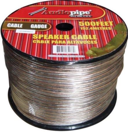 Audiopipe CABLE14500 Speaker Cable, 500 feet (152.4 Meters) Length, Cable 14 Gauge, Sold in Individual Spool, Polarized Speaker Cable, Flexible Clear Jacket (CABLE-14500 CABLE 14500 CABLE14-500 CABLE14 500 Audio Pipe)