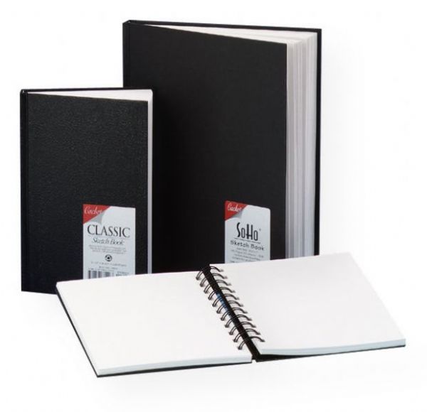 Cachet CS1005 9 x 6 Classic Black Sketch Book; All-purpose and great for drawing, writing, or doodling; Made of high-quality, 70 lb neutral pH acid-free paper; Ideal for ink, pencil, markers, or pastels; Bound for durability and covered in black embossed water-resistant cover stock; Shipping Weight 1.00 lb; Shipping Dimensions 9.00 x 6.00 x 1.00 in; EAN 9781877824258 (CACHETCS1005 CACHET-CS1005 SKETCHING ARTWORK)
