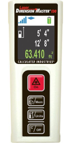 Calculated Industries 3356 Laser Distance Measure, Measure up to 130 Feet with accuracy of 1/8 Inch or better over entire range, Measure distances in Feet-Inches, Decimal Feet, Inches or Meters, Small size makes it easy to use in hard-to-access areas, UPC 098584001612 (3356  CALCULATED3356 CALCULATED-3356 CALCULATED 3356)