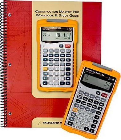 Calculated Industries 4065-2140 Construction Master Pro with Workbook, A Modular, Flexible Training Guide Designed by Educators and Industry Experts; The Construction Master Pro Workbook and Study Guide is an easy-to-use course that will help you learn common construction-math principles; Advanced Feet-Inch-Fraction calculator - accelerating your productivity on the job and in the classroom; You will quickly solve routine construction problems or undertake complex design and estimating challenge