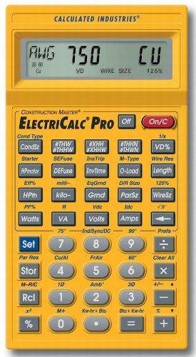 Calculated Industries 5065 ElectriCalc Pro, Electrical Code Calculator Compliant with 2005, 2002, 1999, 1996 NEC, Work directly in and convert between Amps, Watts, Volts, Volt-Amps, kVA, kW, PF% and EFF% and DC Resistance, Integrated voltage drop solutions (CALCULATED5060 CALCULATED5060)