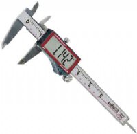 Calculated Industries 7418 AccuMASTER Digital 6" Caliper; Four different measurements; Measures in and converts between decimal inches and millimeters; Easy-to-read digital display; Easy-to-read ruler has inches and decimal inches clearly shown in black, millimeters in red; UPC 098584001902 (CALCULATED7418 CALCULATED 7418 CALCULATED-7418) 