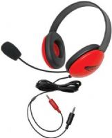 Califone 2800RD-AV Listening First Stereo Headset with Dual 3.5mm Plugs, Red; Adjustable headband for personalized fit; Smaller overall headband to fit younger children; Rugged ABS plastic construction for classroom safety; Dual 3.5mm plugs connect with a computer or a jackbox; Flexible electret microphone; UPC 610356831922 (CALIFONE2800RDAV 2800RDAV 2800RD AV) 