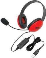 Califone 2800RD-USB Listening First Stereo Headset with USB Plug, Red; Adjustable headband for personalized fit; Smaller overall headband to fit younger children; Rugged ABS plastic construction for classroom safety; Permanently attached 5.5' straight cord with reinforced "strain" relief connection resists accidental pull out; UPC 610356832448 (CALIFONE2800RDUSB 2800RDUSB 2800RD USB) 