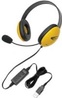 Califone 2800YL-USB Listening First Stereo Headset with USB Plug, Yellow; Adjustable headband for personalized fit; Smaller overall headband to fit younger children; Rugged ABS plastic construction for classroom safety; Permanently attached 5.5' straight cord with reinforced "strain" relief connection resists accidental pull out; UPC 610356832431 (CALIFONE2800YLUSB 2800YLUSB 2800YL USB) 