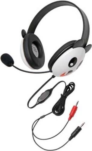 Califone 2810PA-AV Listening First Stereo Headset with Dual 3.5mm Plug, Panda Motif; Adjustable headband for personalized fit; Smaller overall headband to fit younger children; Rugged ABS plastic construction for classroom safety; Volume control for individual preferences; Flexible electret microphone; UPC 610356831960 (CALIFONE2810PAAV 2810PAAV 2810PA AV 2810-PA-AV)