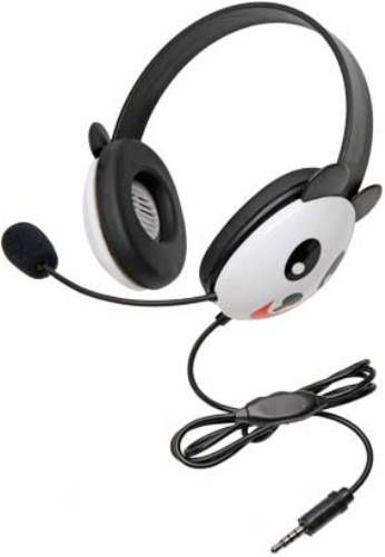 Califone 2810-TPA Listening First Stereo Headset with 3.5mm To Go Plug, Panda Motif; Adjustable headband for personalized fit; Smaller overall headband to fit younger children; Rugged ABS plastic construction for classroom safety; Volume control for individual preferences; To Go plug connects with iOS & Android-based mobile devices; UPC 610356832219 (CALIFONE2810TPA 2810TPA 2810 TPA)