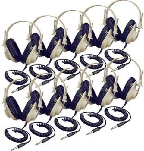 Califone 2924AVP-10L Classroom Pack of Ten Deluxe Monaural Headphones; 20 milliwatts RMS/150 milliwatts peak power; Impedance 600 Ohms each side; Frequency Response 40 H - 18 kHz; Sound Pressure Level 93 db +/- 3 dB; Rugged polypropylene headstrap and ABS plastic earcups hold up to continued usage in high-use settings; UPC 610356832929 (CALIFONE2924AVP10L 2924AVP10L 2924AVP 10L 2924-AVP-10L 2924)