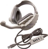 Califone DS8V-USB Discovery Stereo Binaural Headset with USB Plug, Gray/Beige, Rugged plastic headstrap with recessed wiring for safety, Fully adjustable headband & comfort sling fits all sizes, Noise-reducing earcups decrease external ambient noise; 3’ straight cord with USB plug for use with tablets, Macs, Chromebooks, laptop & desktop computers; UPC 610356832738 (CALIFONEDS8VUSB DS8VUSB DS8V USB DS-8V-USB) 