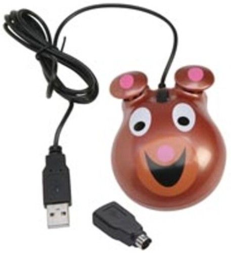 Califone KM-BE Bear-themed Optical Computer Mouse, Reinforced connectors (at both ends) resist accidental pull out, Left & right click capabilities, Rugged ABS plastic for durability and classroom safety, USB & PS2 connections for universal adaptability, UPC 610356610008 (CALIFONEKMBE CALIFONE-KM-BE KMBE KM BE)