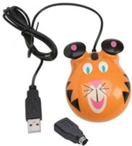 Califone KM-TI Tiger-themed Optical Computer Mouse, Reinforced connectors (at both ends) resist accidental pull out, Left & right click capabilities, Rugged ABS plastic for durability and classroom safety, USB & PS2 connections for universal adaptability, UPC 610356612002 (CALIFONEKMTI CALIFONE-KM-TI KMTI KM TI)