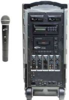 Califone PA919Q Portable PowerPro PA System with Handheld Wireless Mic, 90 watts RMS, 300' transmission to an unlimited number of Wireless Companion Speakers for unlimited coverage and effortless set up, Use up to 2 wireless UHF mics and two wired mics at one time for more dynamic presentations and performances, UPC 610356831977 (CALIFONEPA919Q PA-919Q PA 919Q PA919) 