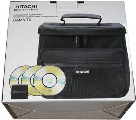 Hitachi CAMKIT2 Camcorder Accessory Kit fits with Hitachi DZ-GX20A DZ-MV350A, DZ-MV350E, DZ-MV380A, DZ-MV380E DZ-MV550A and DZ-MV580A and many others, Hitachi-branded nylon camcorder bag with shoulder strap, pockets and partitions, 1400mAh 2-hour extended-life lithium ion battery, Three DVD-R discs, UPC 050585223615 (CAM-KIT2 CAM KIT2 CAMKIT)